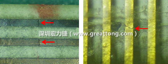 如果擔心這個方法可能對弄斷銅箔線路，也可以試著將銅箔線路旁沒有銅箔的位置切開，然后試著撕開剝離外層護膜(cover film)，達到相同的目的