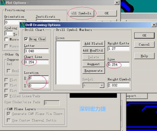 轉孔圖時也需在Customize Document欄點擊Option，在彈出的Plot Options-窗口中選擇Drill Symbols